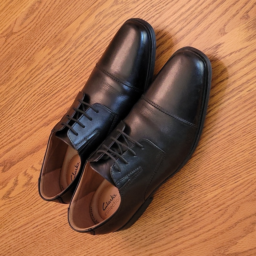 Clarks Ultimate Comfort Tildan Cap Black Leather Shoes Sz.12M